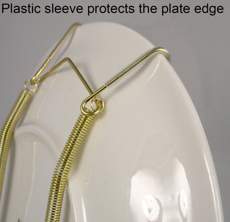 Creative Hobbies Deluxe Plate Display Hangers - Expandable Spring Style for 10-14 Inch Plates - Gold Wire with Hooks & Nails | Pack of 6 - Image 2